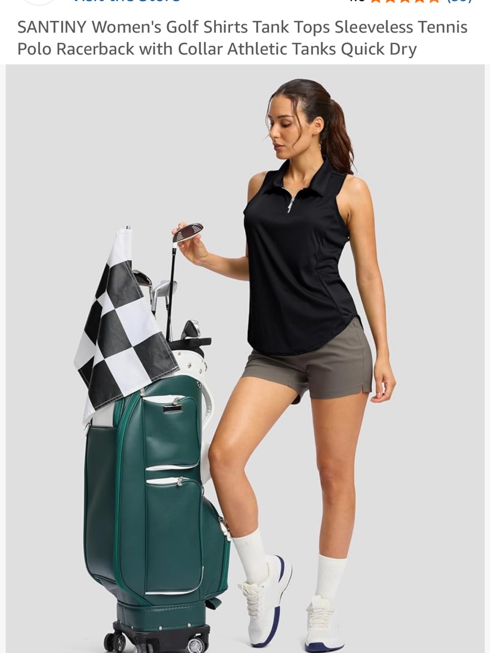 Santiny NWT Golf Tank Black UPF 50+ Top Sleeveless Size: M #Lux-E